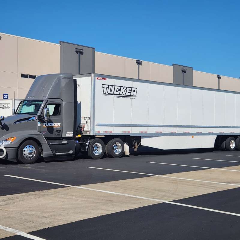 Local Dry Van Semi Parked in lot